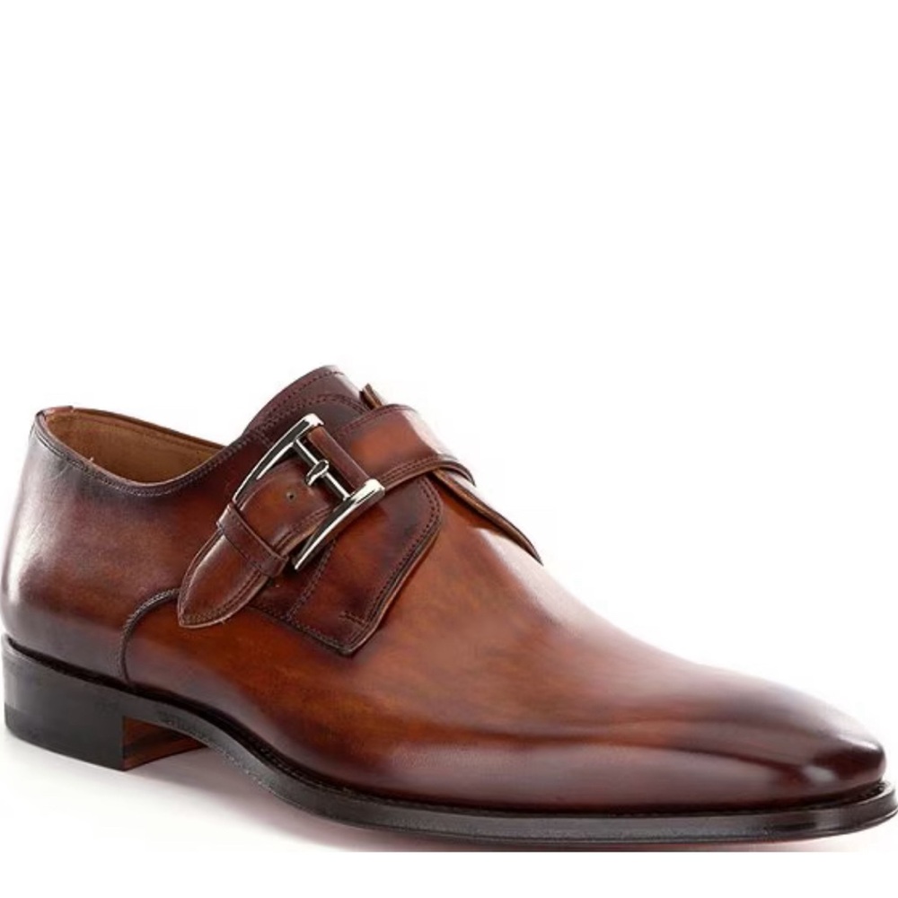 MAGNANNI BROWN Men's Marco II Monk Strap Leather Dress Shoes